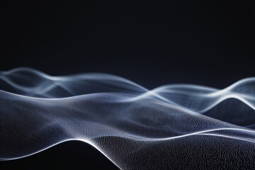 Obraz premium Abstract image of digital waveforms with glowing lines on a dark background, showcasing dynamic motion and fluid patterns.