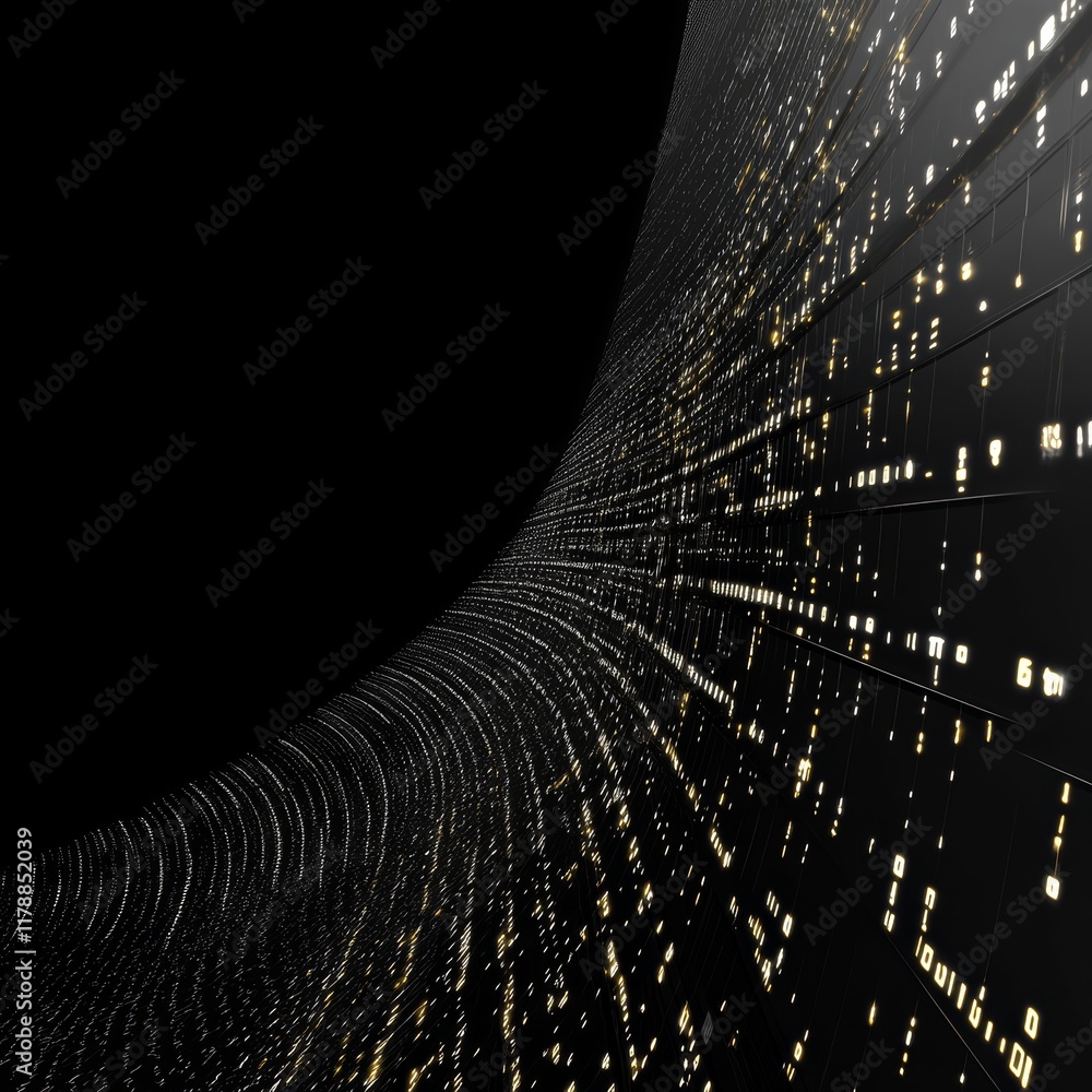 Poster abstract dark background with silhouette structure and data flow for digital and graphic design usag