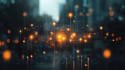 Obraz premium Intertwined circuitlike pathways symbolizing collaboration in urban technology digital illustration city environment futuristic viewpoint