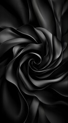 Obraz premium Abstract Black Swirling Fabric Texture Dark Elegant Rose like Design Dramatic Luxurious Background