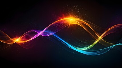 colorful neon waves on black background 