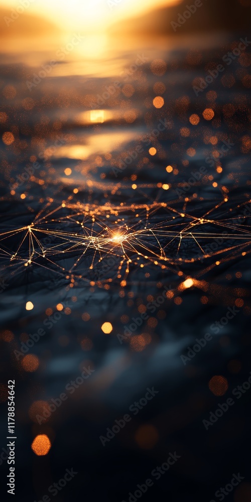 Poster captivating data points visualization with dramatic light and realistic depth in abstract background