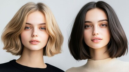 Contrast of Two Young Women with Different Hair Colors and Styles