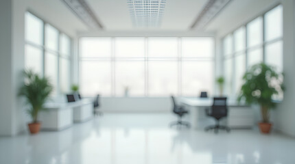 empty white business office with blurred background
