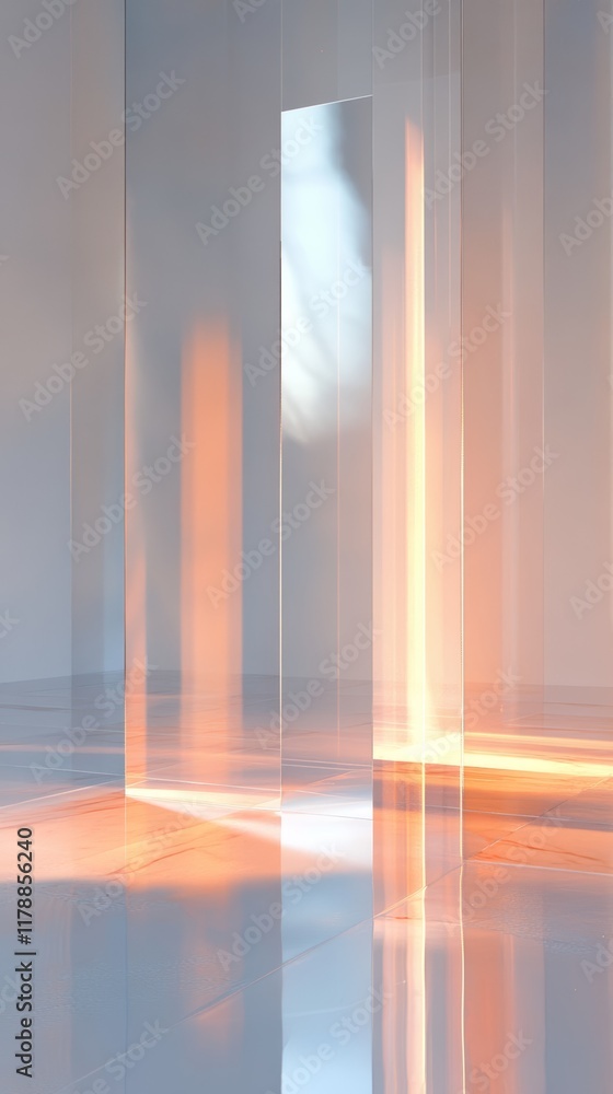 Poster this abstract image showcases soft light reflections in a clear background, creating a tranquil atmo
