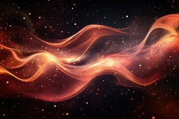 Obraz premium A long red wave of light with a lot of sparkles