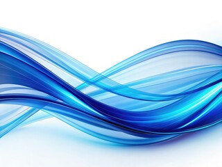 Fototapeta premium Smooth, blue lines swirl dynamically on a white canvas, creating a fluid, artistic abstract animation.