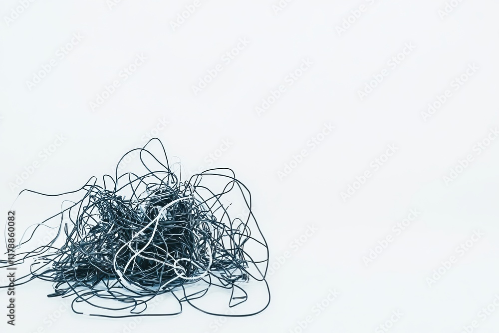 Aufkleber a bundle of tangled wires on a plain background, symbolizing complexity and disorder in technology a