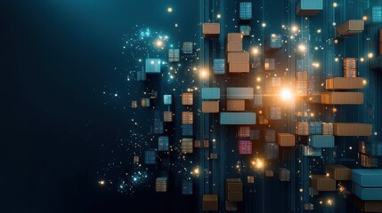 Futuristic logistics center in a thriving urban environment gigapixel image showcasing dynamic activity and advanced technology