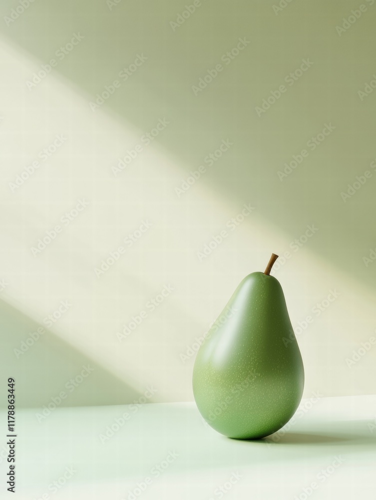 Aufkleber simple avocado shape featuring a visible seed against a muted background with ample copy space for a