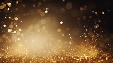 Sparkling Gold Glitter Background with Fireworks Effects for Festive Celebrations and Special Events