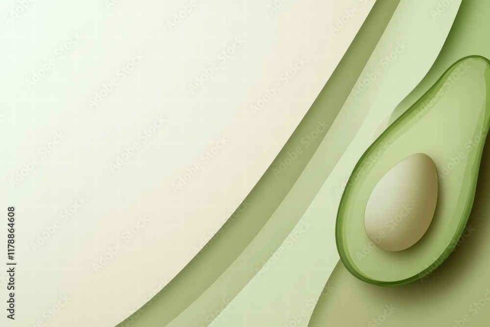 Poster Fresh avocado shape with seed creating ideal space for text on light background suitable for design uses. Generative AI