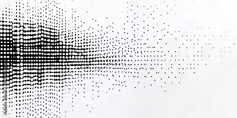 Poster Abstract Black Dots Pattern Creating Dynamic Effect on White Background for Creative Design Use