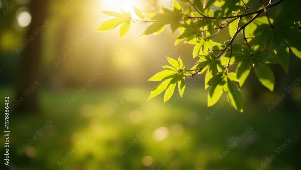 Poster sunlight filtering through branches creating dappled patterns on ground, professional stock photo, a