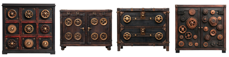 Beautifully crafted antique wooden cabinets with intricate drawers compartments and ornate detailing perfect for displaying collectibles organizing storage
