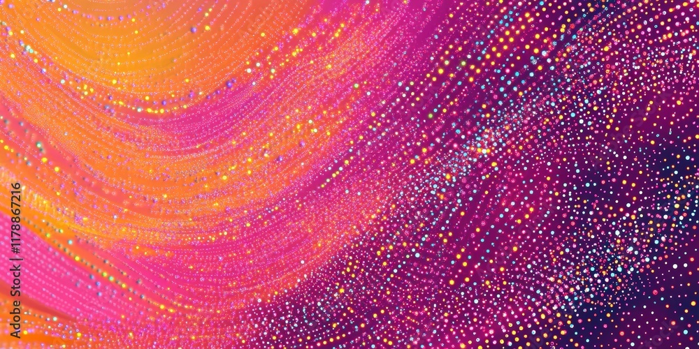 Poster abstract technology background with colorful data points in dynamic pattern and vibrant texture desi