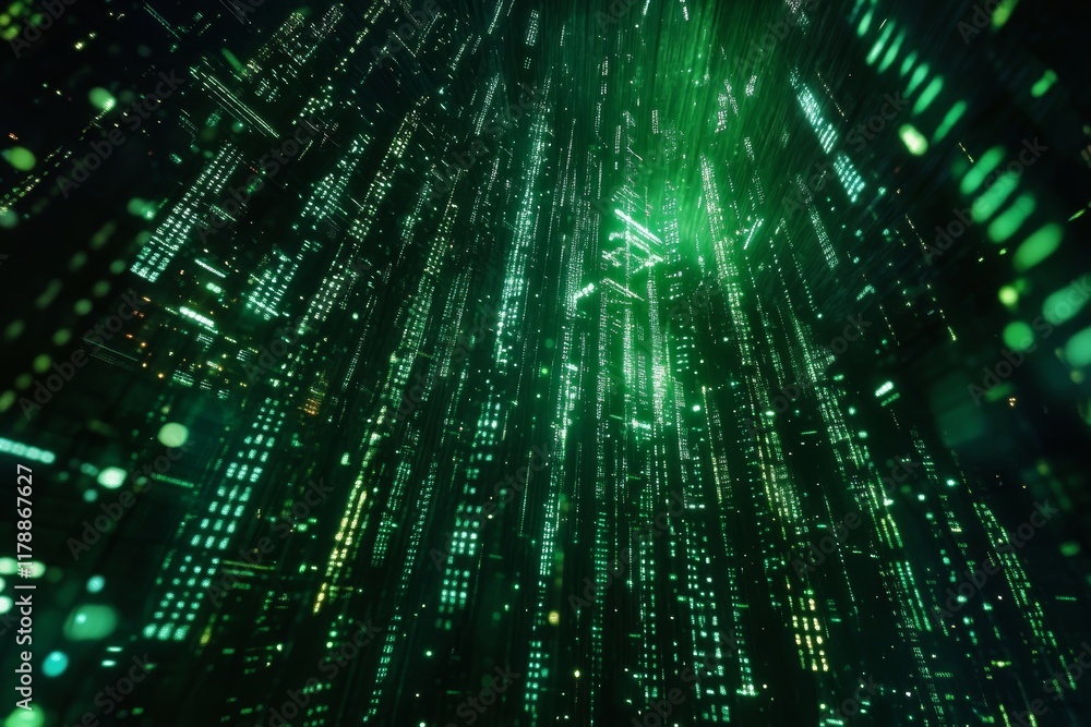 Poster explore a captivating futuristic digital network background showcasing vibrant data streams in an im