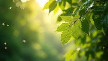 Fototapeta premium Plant care app Esg fintech plantnet nature-based Forest bathing Nature positive EcoVadis Grow therapy Unravel carbon Greenly Green leaves close-up with sunlight shining through, background for spring