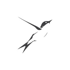 Obraz premium Creative Minimalist Leaf Hummingbird Logo Design Silhouette Vector Illustration