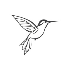 Obraz premium Creative Minimalist Leaf Hummingbird Logo Design Silhouette Vector Illustration