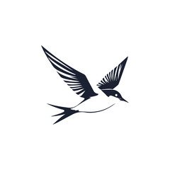 Obraz premium Creative Minimalist Leaf Hummingbird Logo Design Silhouette Vector Illustration