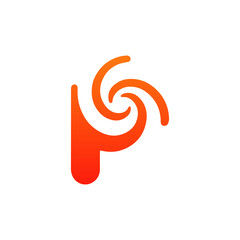 Creative Minimalist Letter P Spiral Logo Design Vector Illustration
