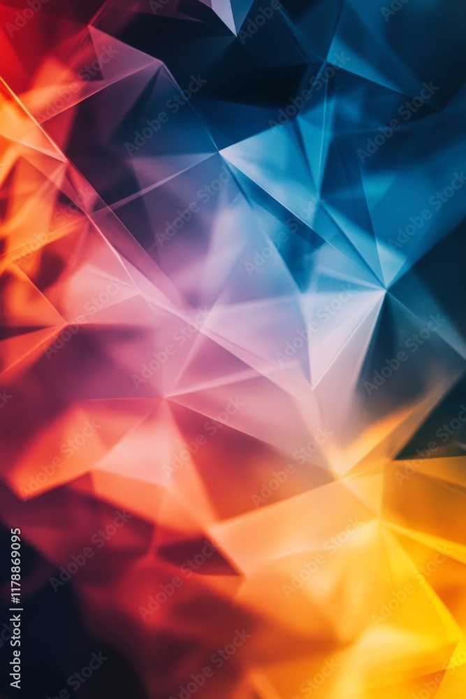 Poster a colorful abstract design with a blue and red triangle