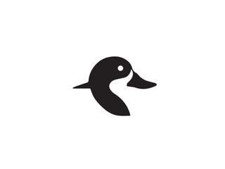 Black duck head silhouette. Black duck silhouette isolated on white background. Duck head icon vector illustration.