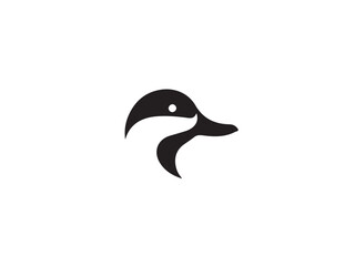 Black duck head silhouette. Black duck silhouette isolated on white background. Duck head icon vector illustration.