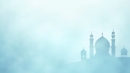 Serene Mosque Silhouette: A Peaceful Muslim  Religious Background