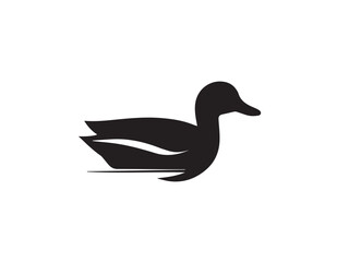 Duck silhouette. Vector illustration of duck silhouette. Vector black silhouette of a duck isolated on a white background.	
