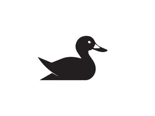 Duck silhouette. Vector illustration of duck silhouette. Vector black silhouette of a duck isolated on a white background.	