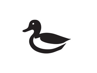 Duck silhouette. Vector illustration of duck silhouette. Vector black silhouette of a duck isolated on a white background.	