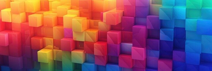 Colorful Abstract Rainbow Cubes Background in Vibrant Hues Representing Playful Creativity and Dynamic Visual Energy