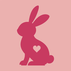 Adorable Pink Bunny Silhouette with Heart Design