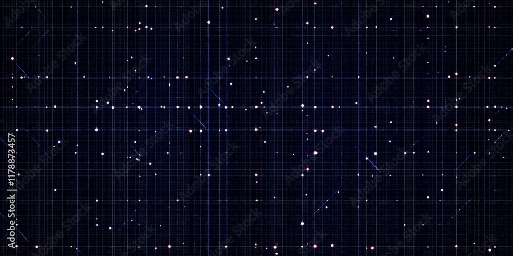 Poster Futuristic Data Grid Pattern with Connecting Lines and Dots in a Digital Network Design