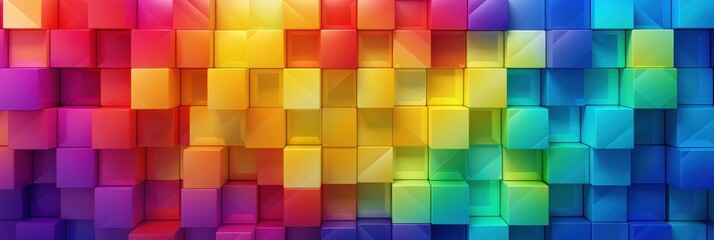 Vibrant Abstract Rainbow Cubes Background in Colorful Design with Gradient Effects for Creative Projects and Digital Art