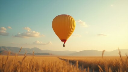 Obraz premium heic Bandot Esg fintech Thumbnail Mental coach Grow therapy Tunetank Telegram channel Wayflyer Lemon cash Orange hot air balloon floating, golden wheat field landscape, adventure travel vacation, sun
