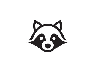 Black racoon silhouette isolated on white background. Raccoon face black silhouette. Racoon head icon vector illustration.