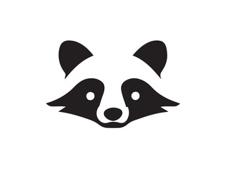 Fototapeta premium Black racoon silhouette isolated on white background. Raccoon face black silhouette. Racoon head icon vector illustration.