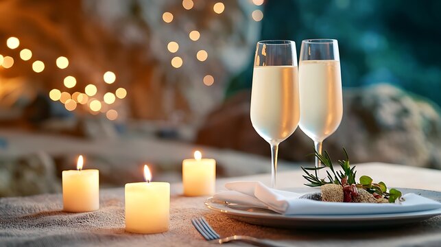 Intimate and Exclusive Candlelit Dinner Experience in a Cozy Cave like Secluded Setting with Pathway Scenery for a Romantic or Date Night