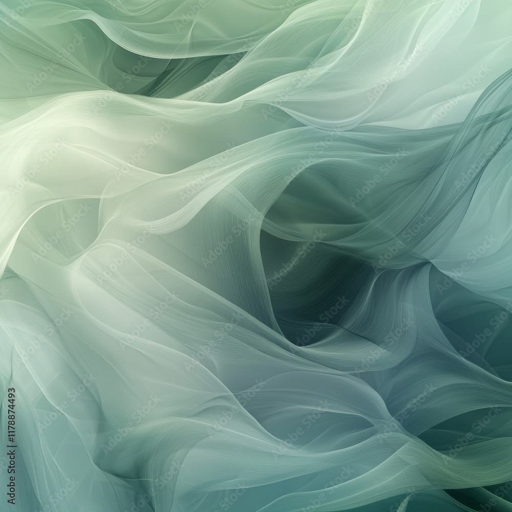 Aufkleber abstract green and white flowing texture with soft waves, perfect for backgrounds and creative desig
