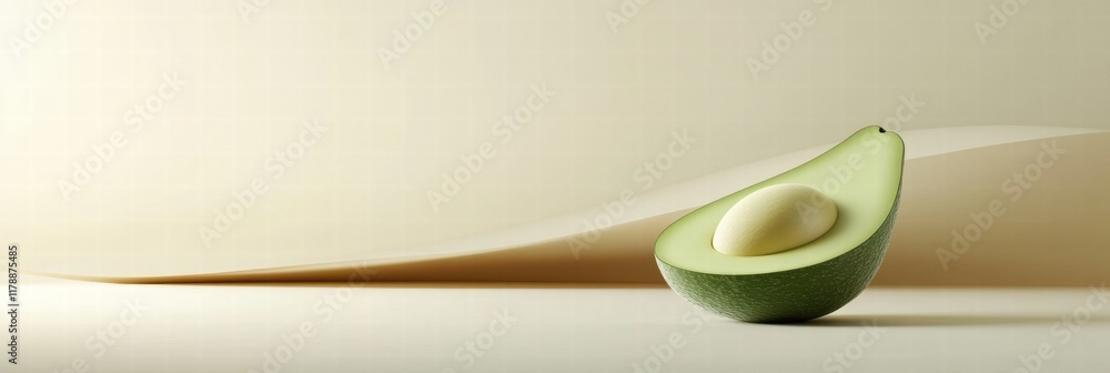 Poster Simple avocado with visible seed on neutral background offering ideal space for creative text or design elements. Generative AI