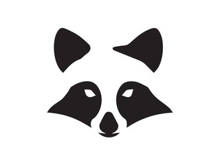 Black racoon silhouette isolated on white background. Raccoon face black silhouette. Racoon head icon vector illustration. © Shabeer