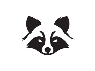 Black racoon silhouette isolated on white background. Raccoon face black silhouette. Racoon head icon vector illustration.