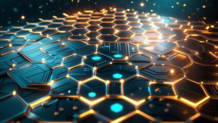 Obraz premium Abstract hexagonal pattern representing innovation, connectivity, technology, and modernity