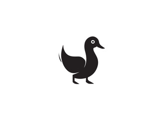 Duck silhouette. Vector illustration of duck silhouette. Vector black silhouette of a duck isolated on a white background.	