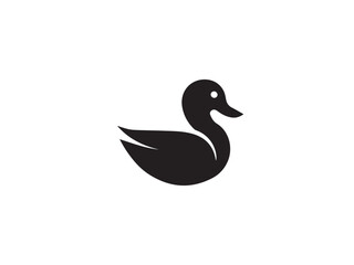 Duck silhouette. Vector illustration of duck silhouette. Vector black silhouette of a duck isolated on a white background.	