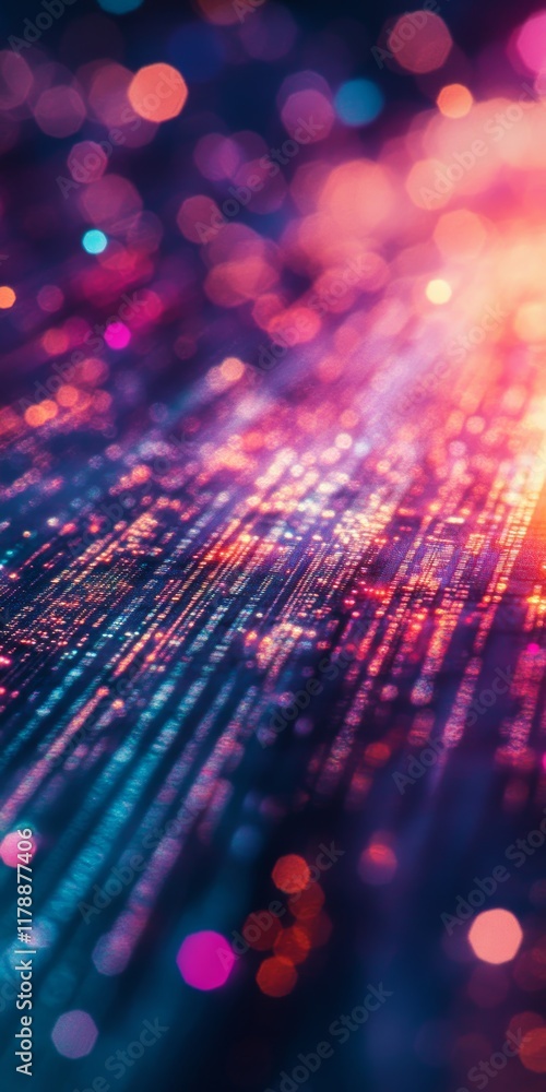Poster vibrant abstract background with colorful data patterns for technology and information concepts