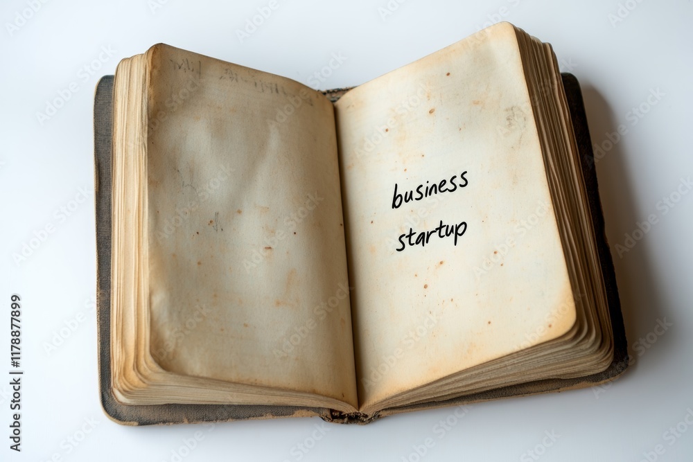 Poster an open notebook showcasing blank pages with the words 